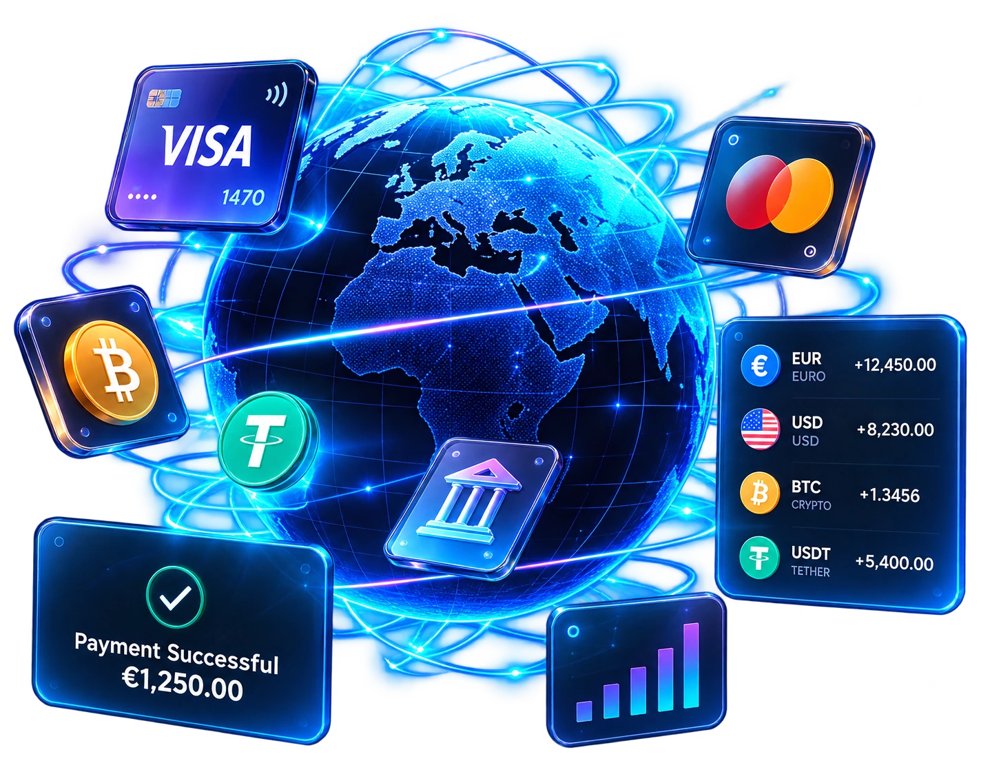 Connected global payment illustration